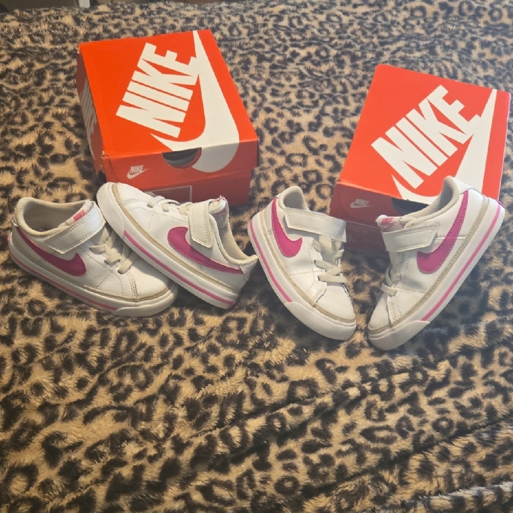 8c Nike Court Legacy  ..white and laser fuchia... 2 for $25